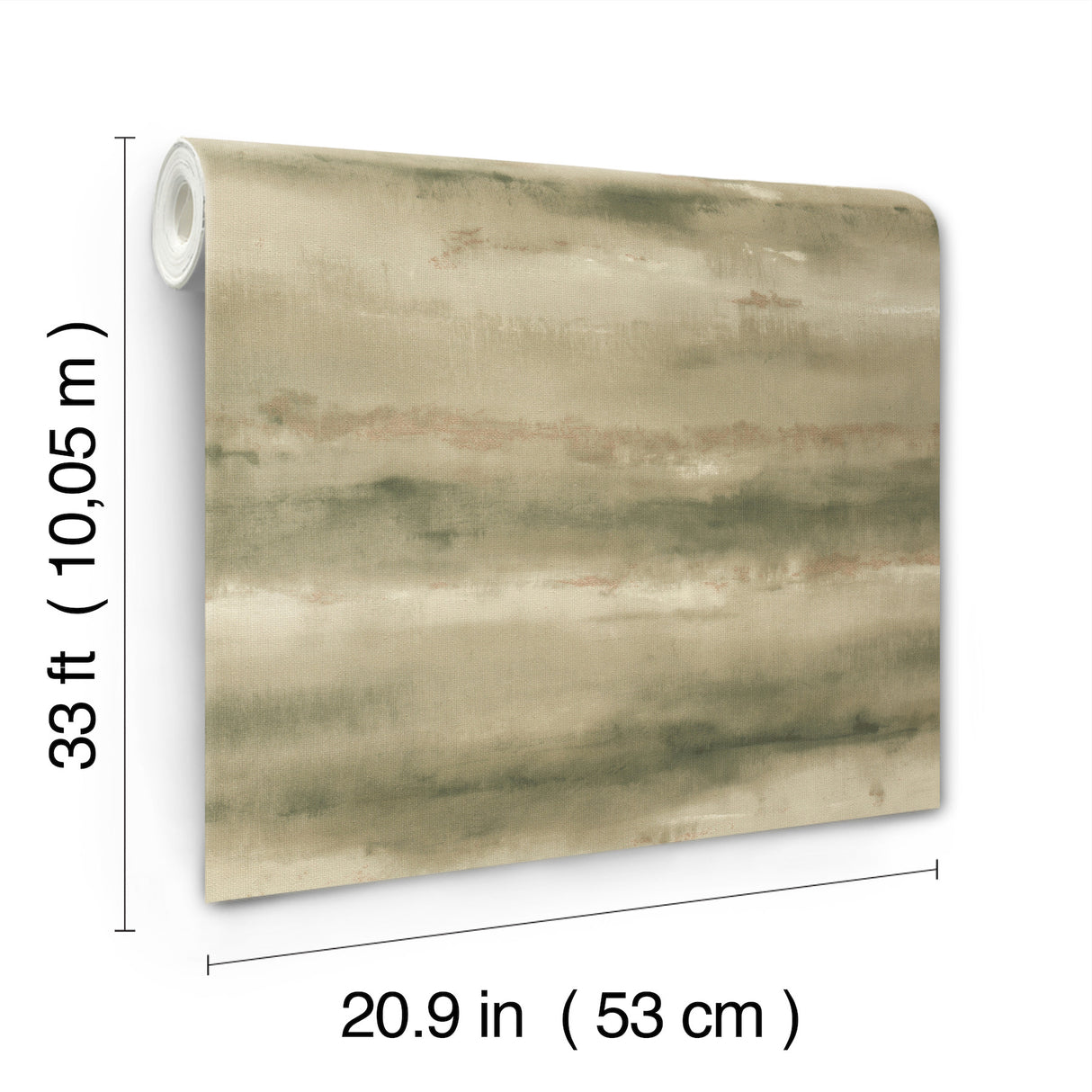 Ayla Green Abstract Stripe Wallpaper, Mossy Green with Metallic Gold Accents, Unpasted Vinyl Non Woven Backing by A-Street Prints - 4202-481655