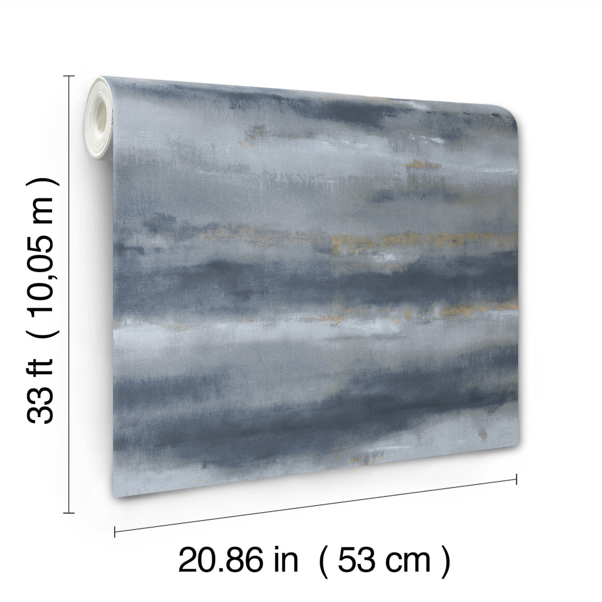 Ayla Indigo Abstract Stripe Metallic Accent Vinyl on Non Woven Wallpaper by A-Street Prints Springhill Collection - 4202-481662