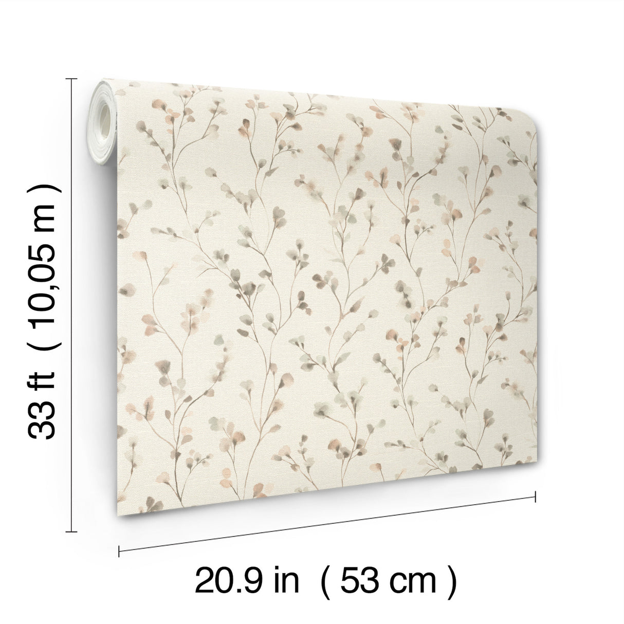 Romy Neutral by A-Street Prints Delicate Springtime Trailing Vine Botanical Unpasted Non-Woven Wallpaper Springhill Collection - 4202-486131