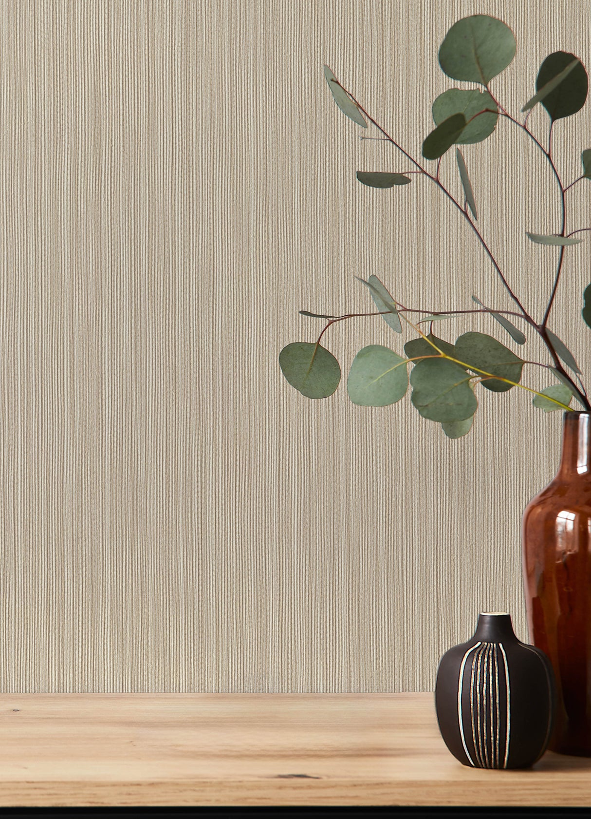 Ewan Beige Textured Vertical Stripe Wallpaper by A-Street Prints, Vinyl on Non Woven Backing, Extra Washable, Springhill - 4202-537635