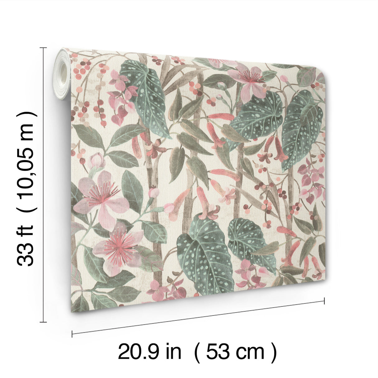 Kalina Teal Floral Fruits by A-Street Prints Tropical Botanical Vinyl on Non Woven Wallpaper 20.9-in x 33-ft Roll 4202-538212