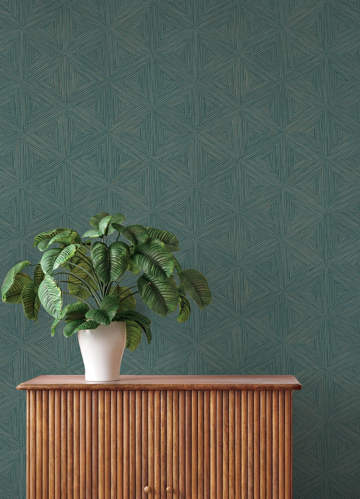 Anara Teal Geo Faux Grasscloth Wallpaper by A-Street Prints Modern Geometric Non-Woven Teal Springhill Collection - 4202-571271