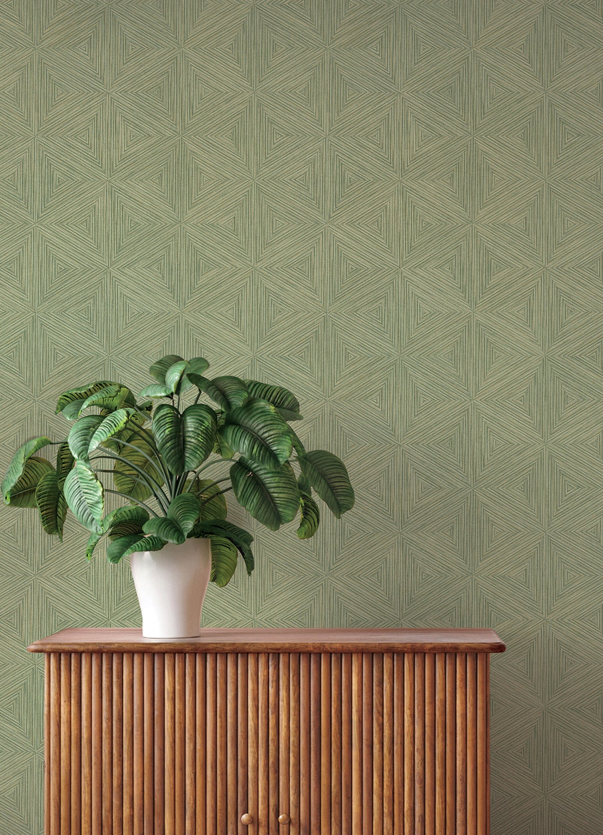 Anara Green Geo Faux Grasscloth Wallpaper by A-Street Prints Modern Geometric Vinyl on Non Woven Backing Sidewall Springhill - 4202-571288