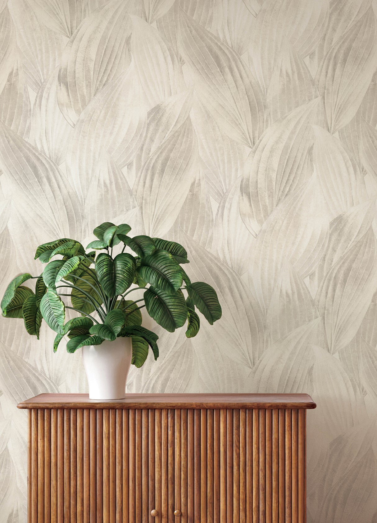 Melora Light Grey Leaf by A-Street Prints Botanical Vinyl Non Woven Wallpaper - 4202-571516