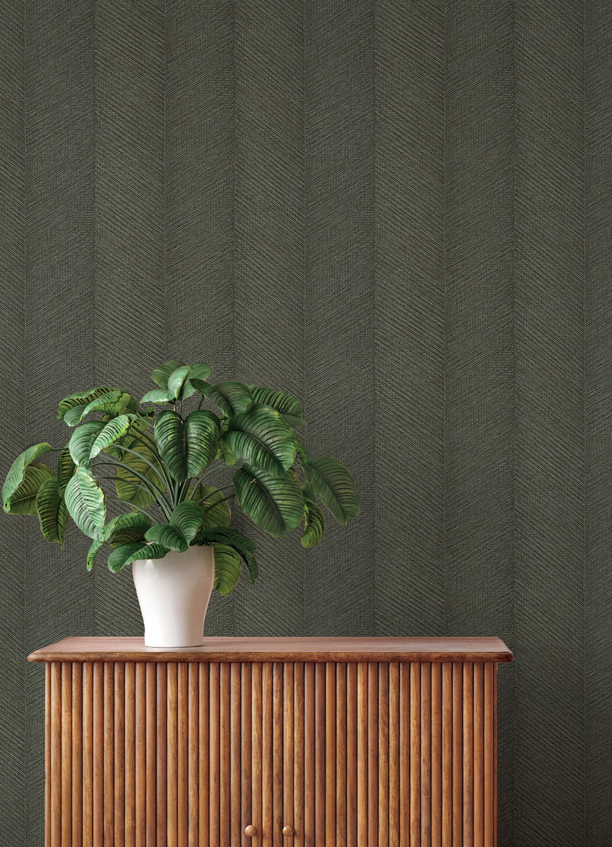 Ione Evergreen Textured Chevron Dark Green Aqua Metallic Gold Accents Vinyl Non-Woven Wallpaper by A-Street Prints - 4202-720303