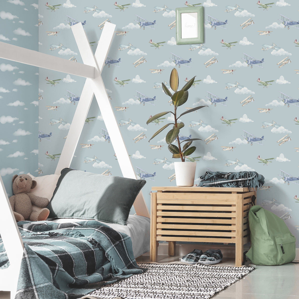 Aeroplanes Blue Skies by Advantage Transportation Kids Wallpaper – Brewster 4203-27548