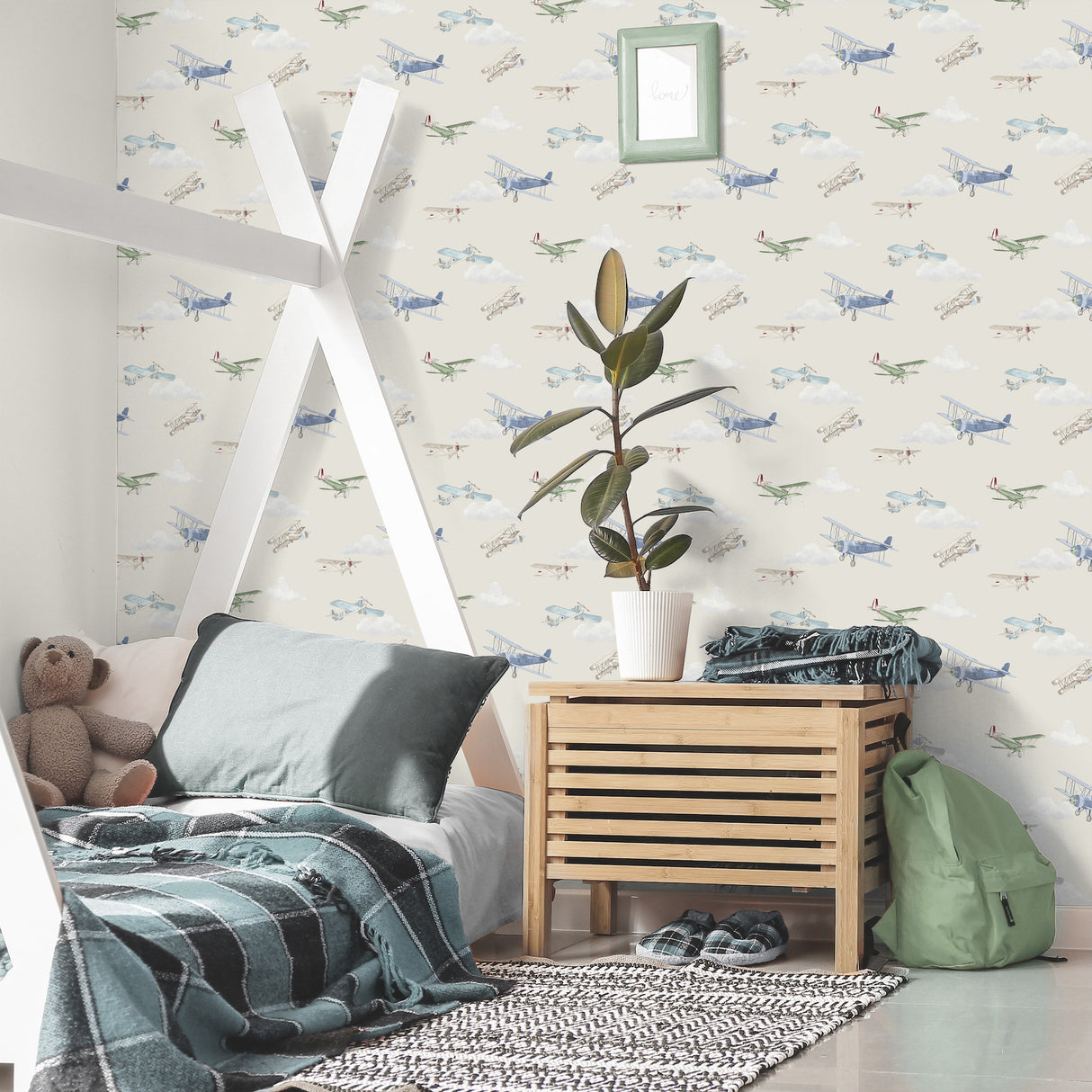 Aeroplanes Beige Skies by Advantage Transportation Wallpaper – Brewster 4203-27549