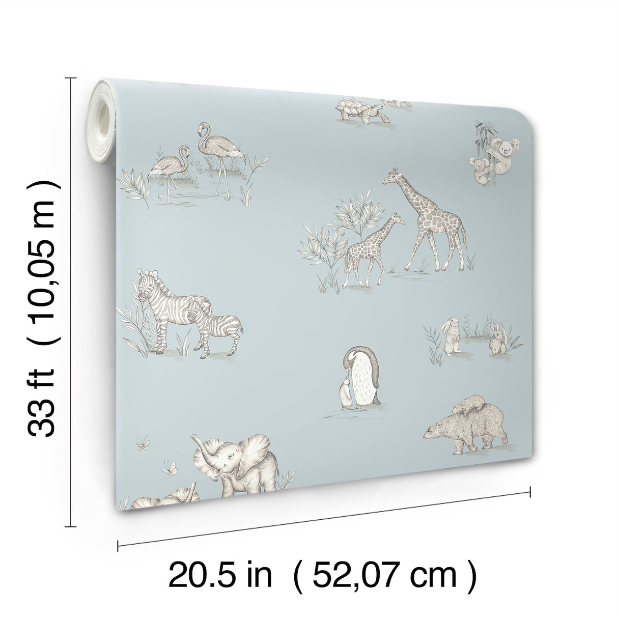Safari Babies Blue by Advantage Animal Wallpaper – Brewster Home Fashions 4203-27551