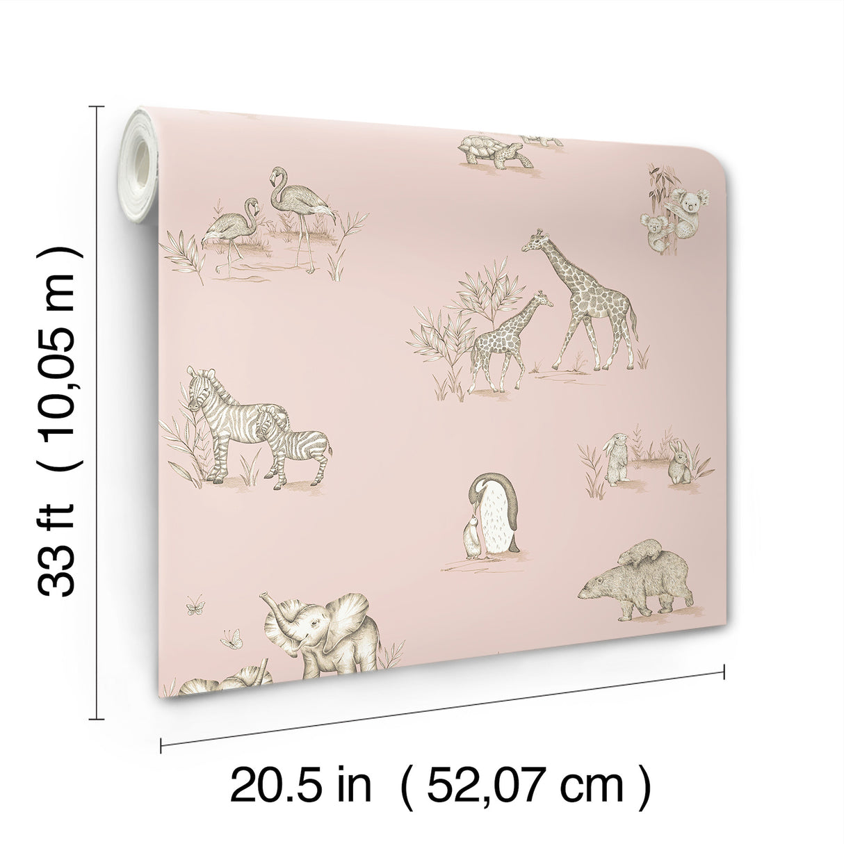 Safari Babies Pink by Advantage Animal Wallpaper – Brewster Home Fashions 4203-27552