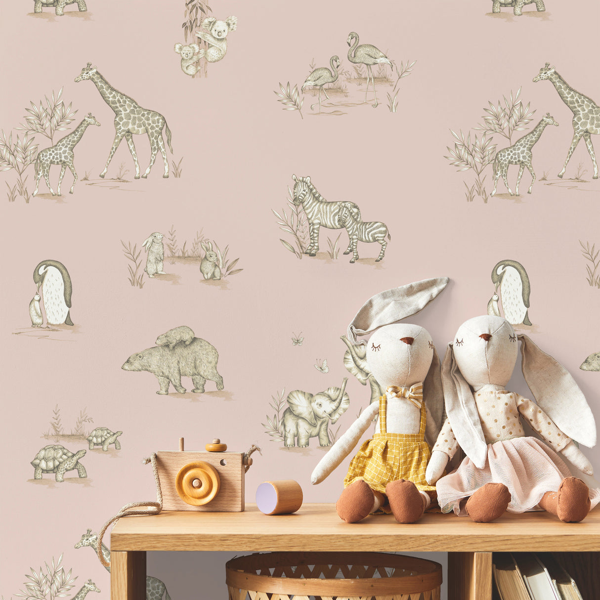 Safari Babies Pink by Advantage Animal Wallpaper – Brewster Home Fashions 4203-27552