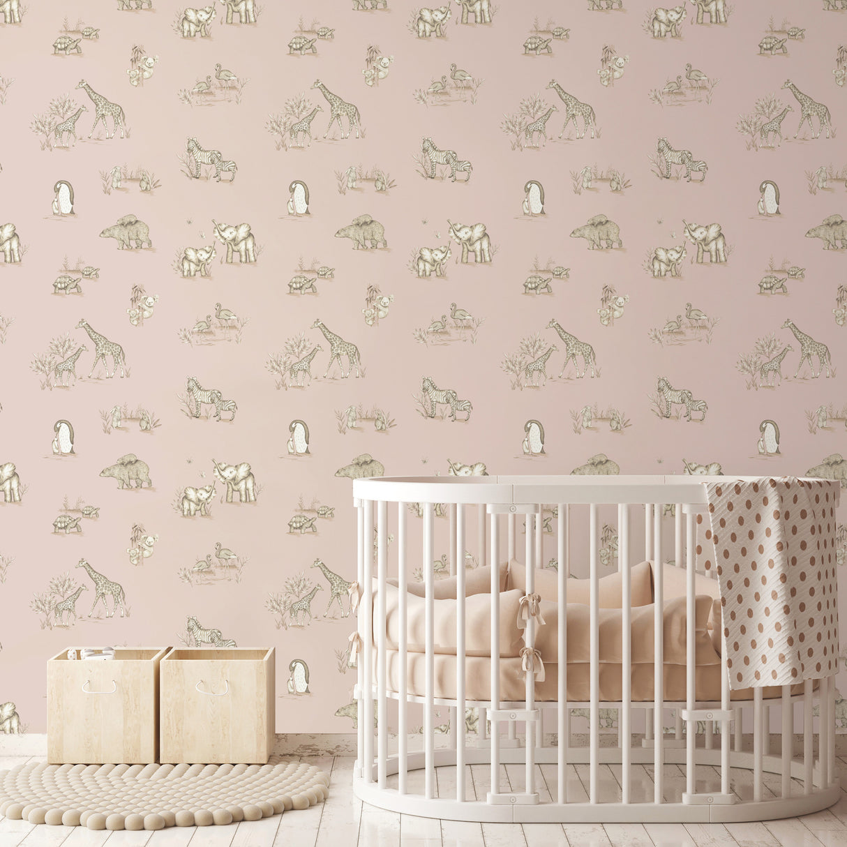 Safari Babies Pink by Advantage Animal Wallpaper – Brewster Home Fashions 4203-27552