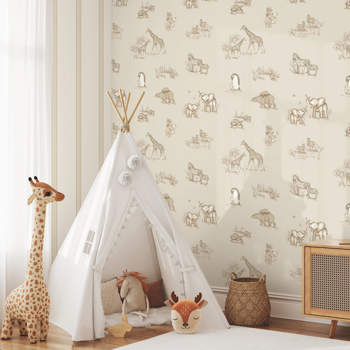 Safari Babies Beige by Advantage Animal Wallpaper – Brewster Home Fashions 4203-27553
