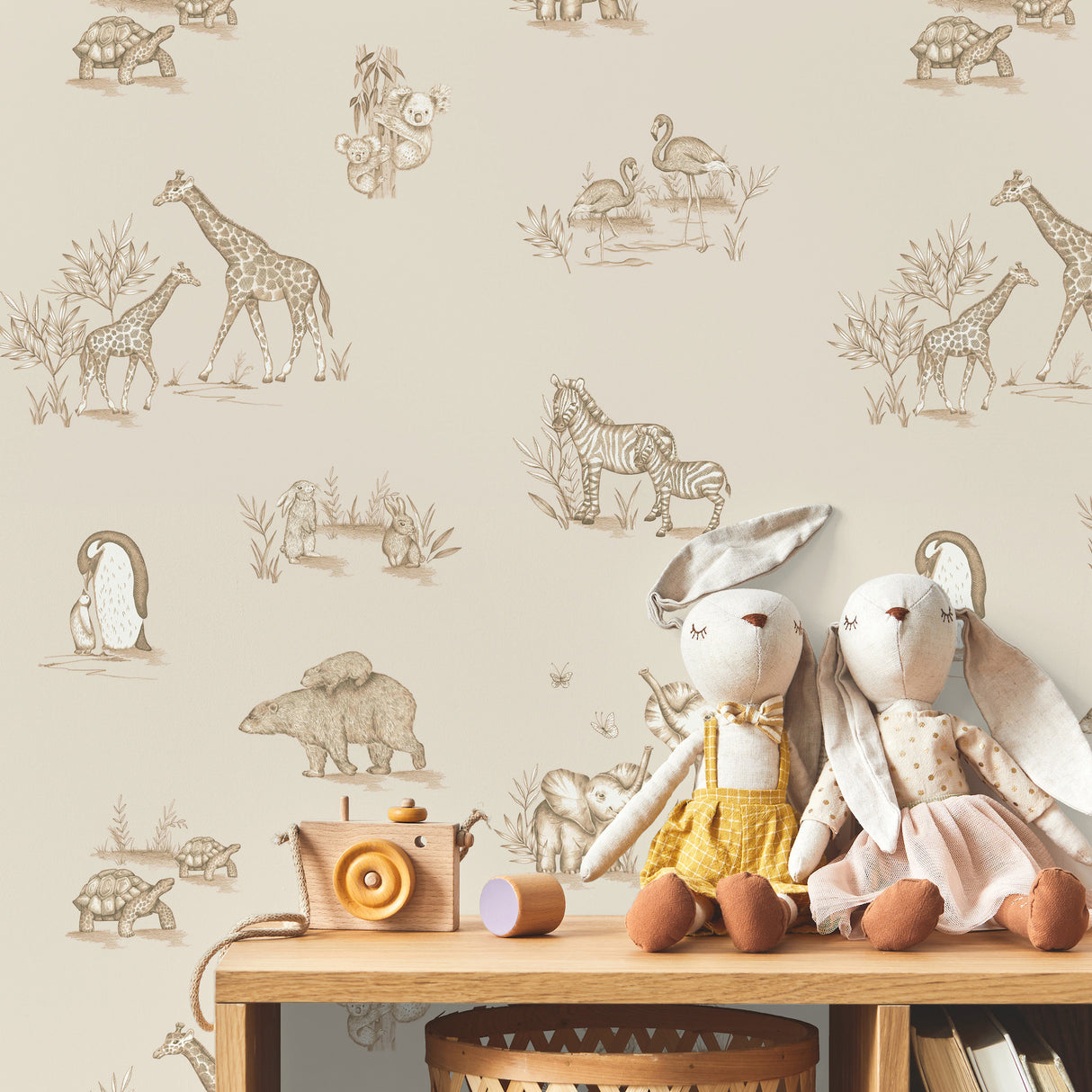 Safari Babies Beige by Advantage Animal Wallpaper – Brewster Home Fashions 4203-27553