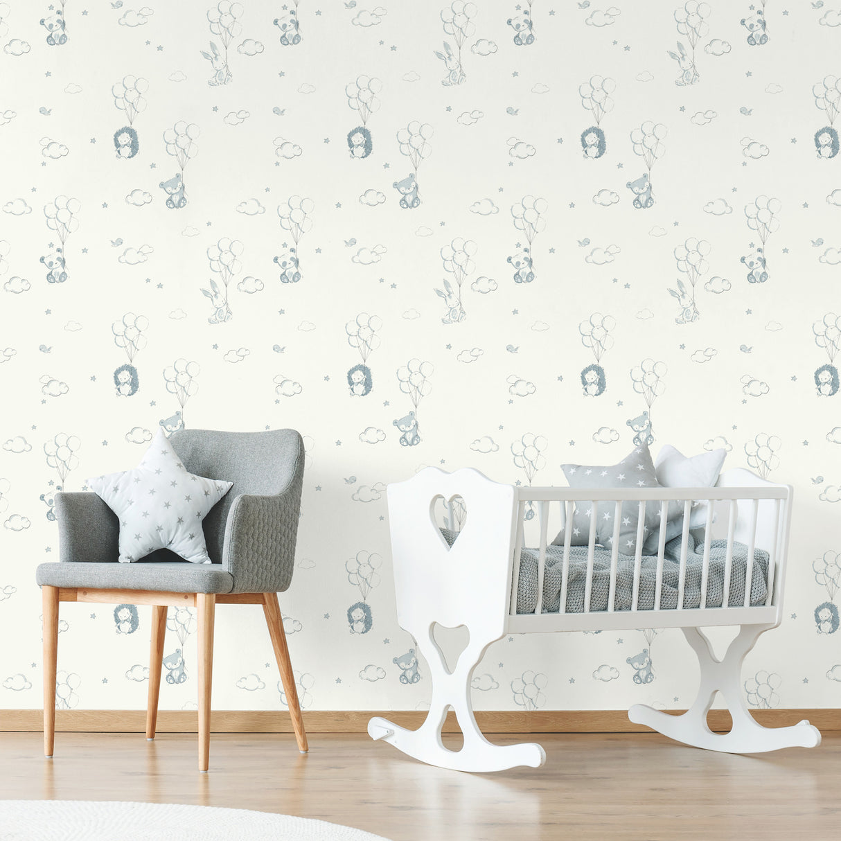 Floating Balloons Light Blue by Advantage Animal Wallpaper – Brewster Home Fashions 4203-27554