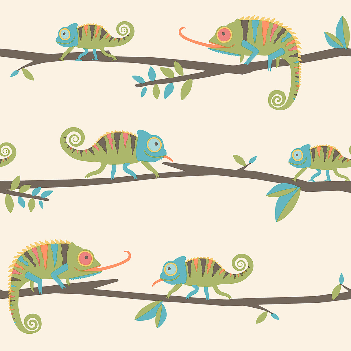 Chameleon Family Green Canopy Stroll Wallpaper by Advantage