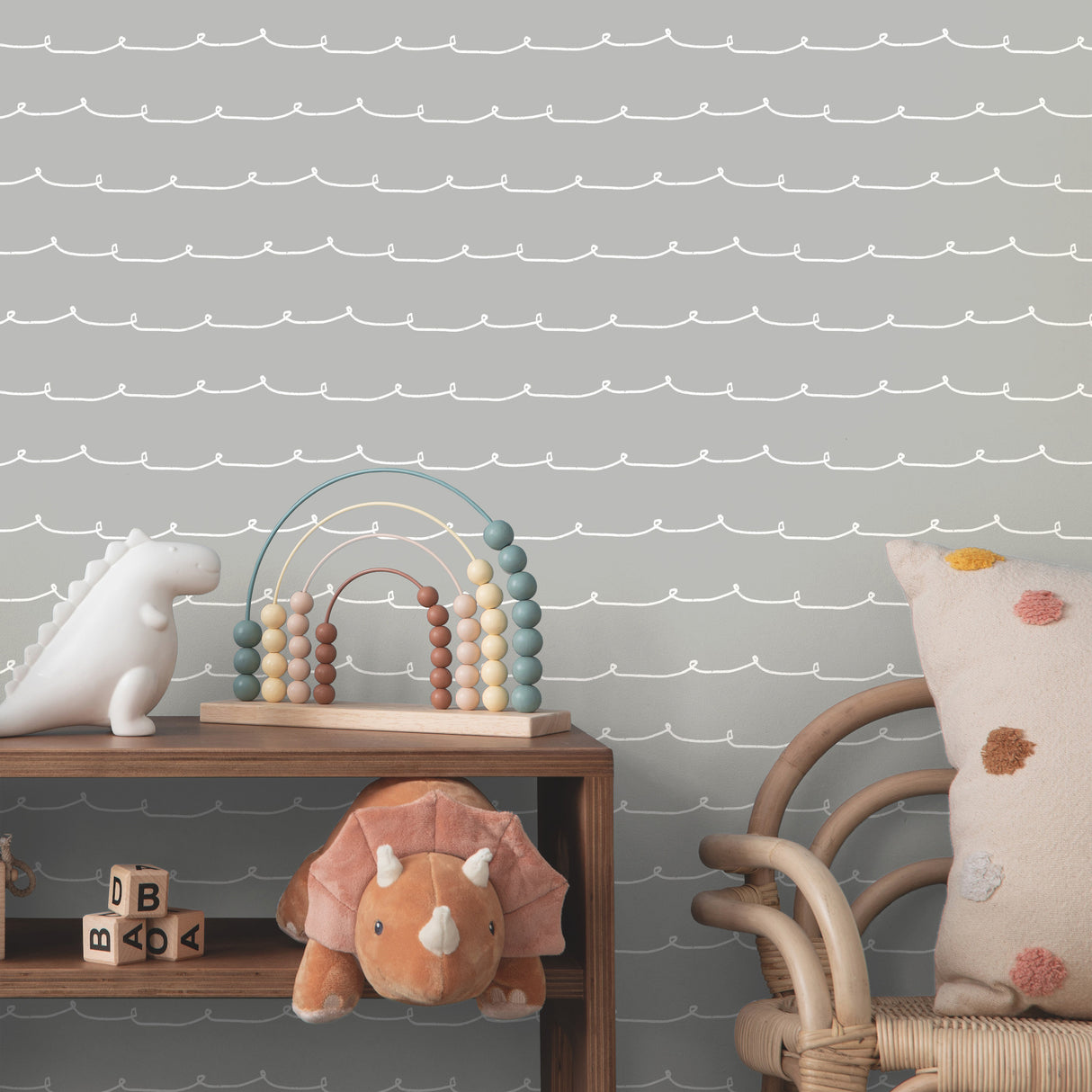 Wiggle Line Grey Stripe by Advantage Non Woven Wallpaper – Brewster Home Fashions 4203-27570