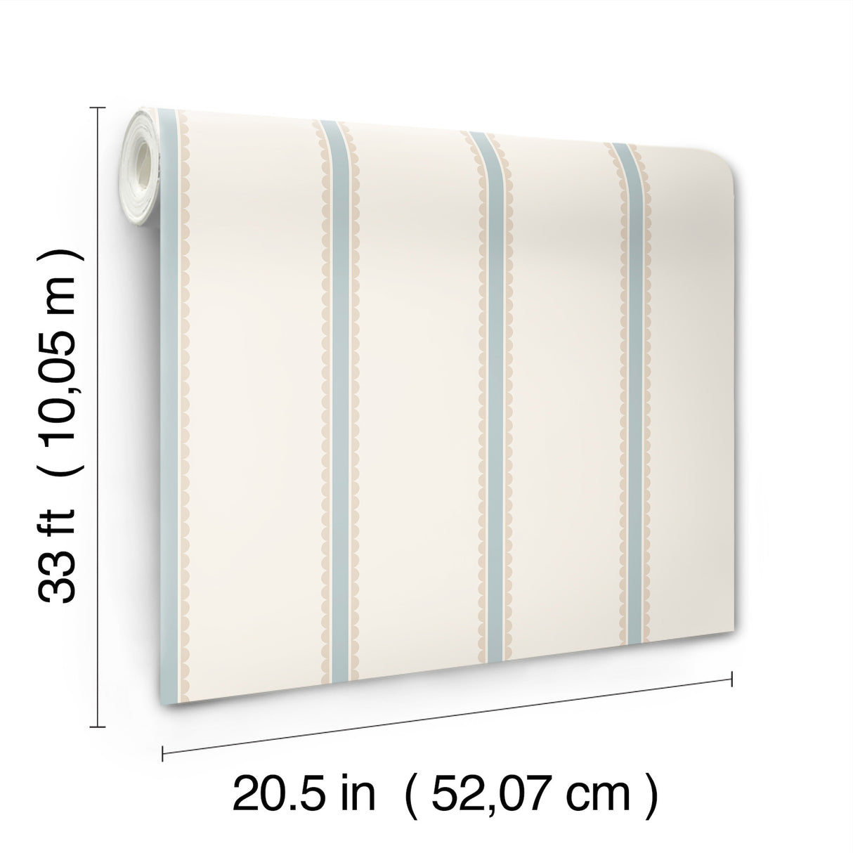 Bobbin Stripe Light Blue by Advantage Scalloped Stripes Wallpaper – Brewster Home Fashions 4203-27578
