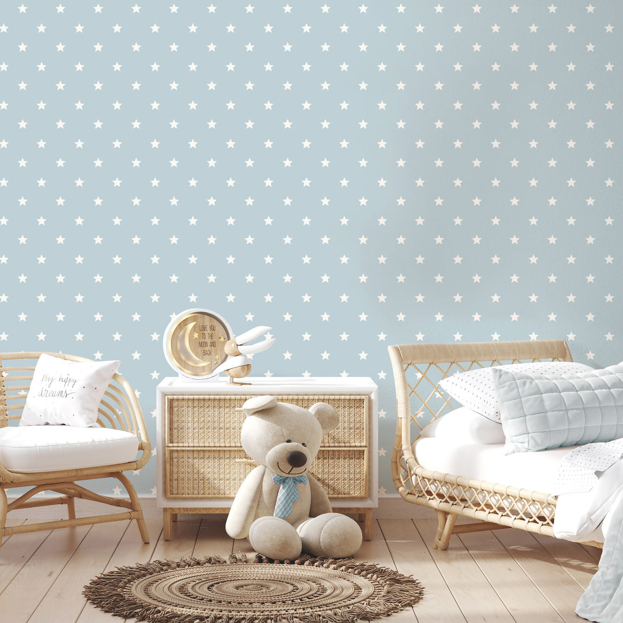 Starry Motif Light Blue by Advantage Geometric Wallpaper- Brewster 4203-27583