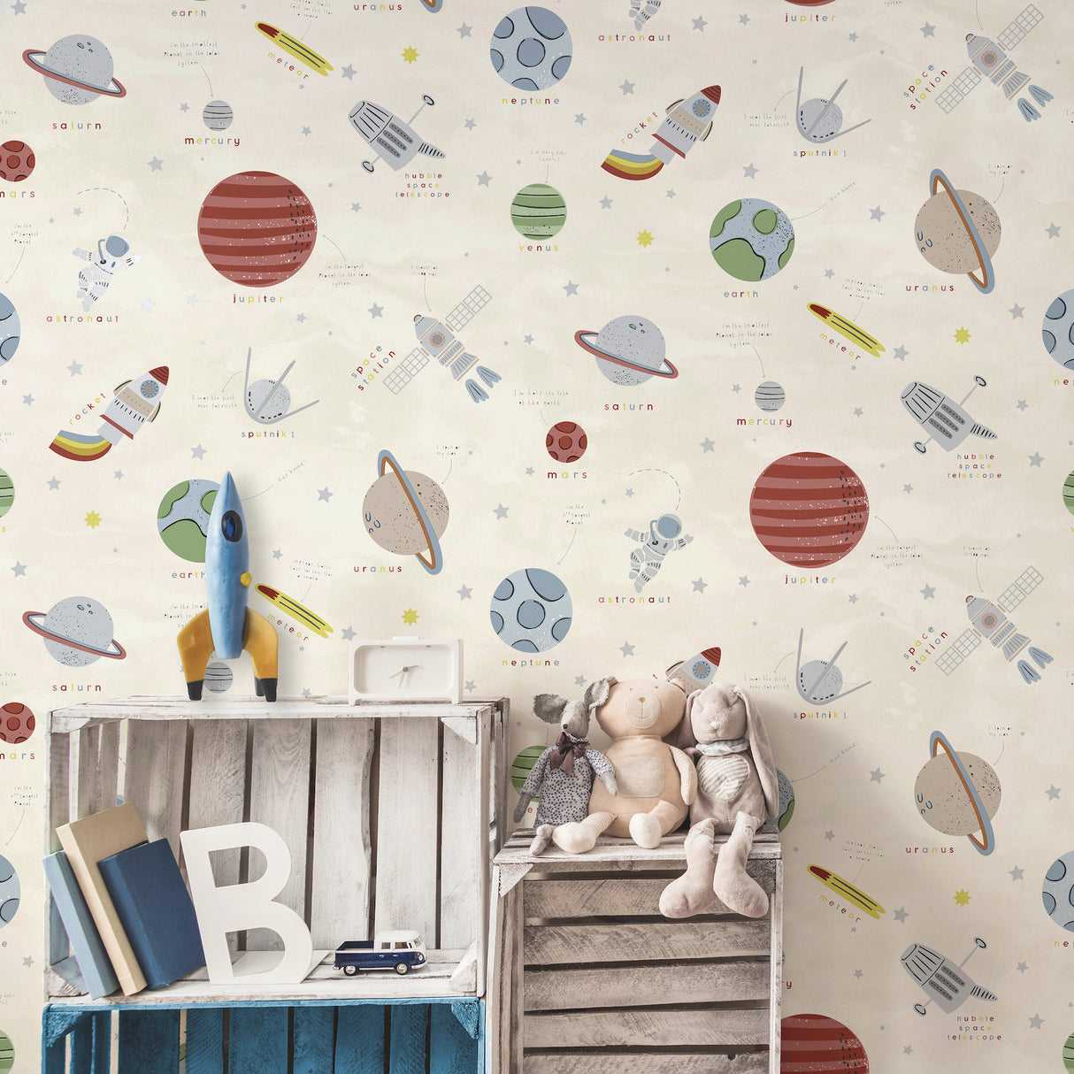 Space Adventure Beige by Advantage Outer Space Wallpaper – Brewster Home Fashions 4203-27596