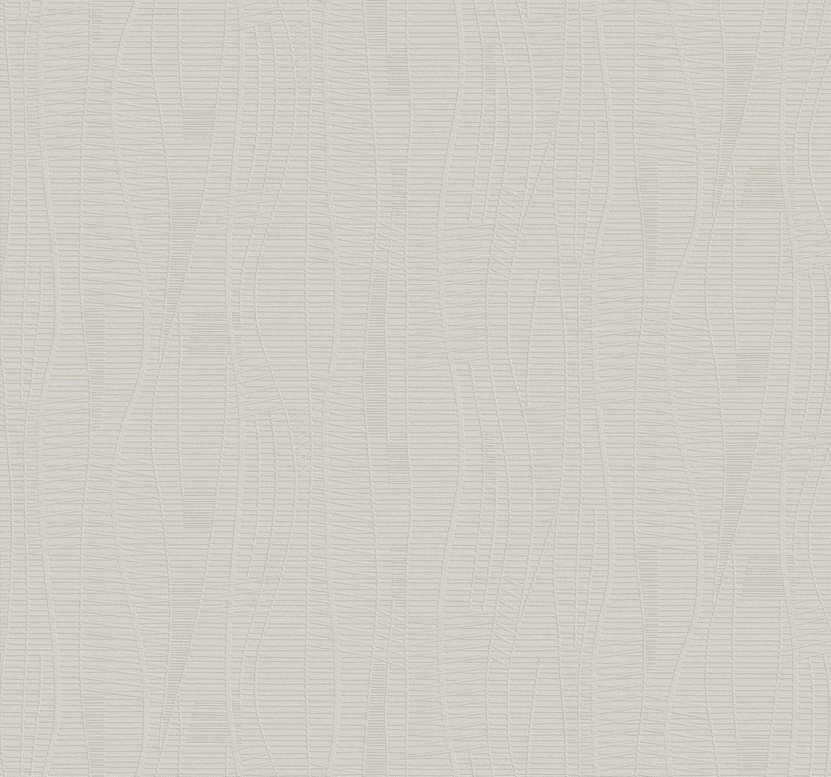 Amir Grey embossed wallpaper sample with curving crosshatch texture on a soft grey background.