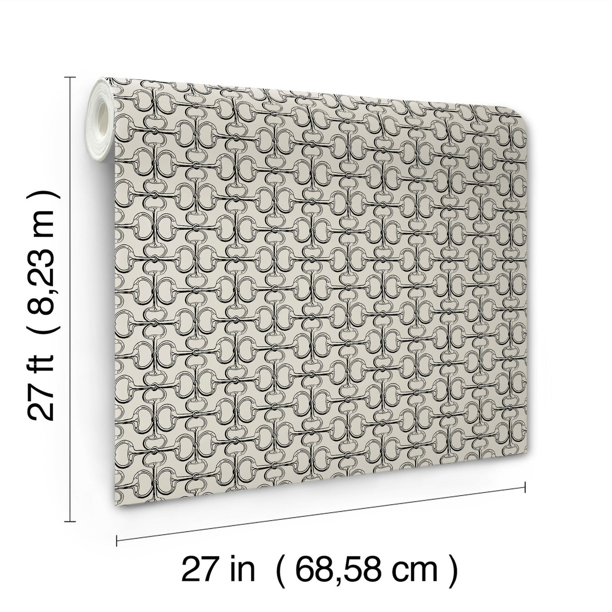 Polo Taupe Horse Bits Wallpaper by Ronald Redding Private Reserve Sophisticated Equestrian Geometric Unpasted Non Woven 27in x 27ft - 4211-83509