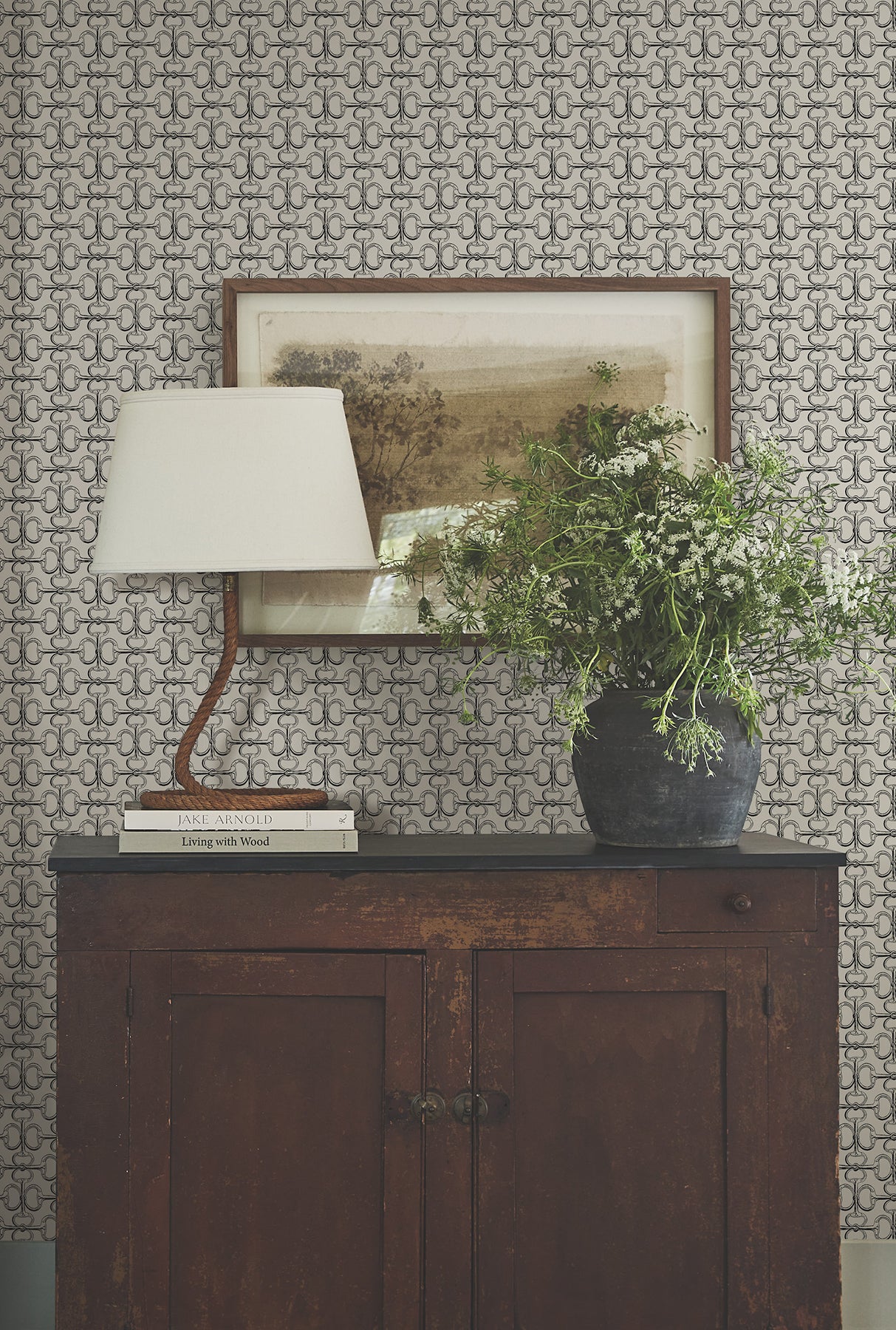 Polo Taupe Horse Bits Wallpaper by Ronald Redding Private Reserve Sophisticated Equestrian Geometric Unpasted Non Woven 27in x 27ft - 4211-83509