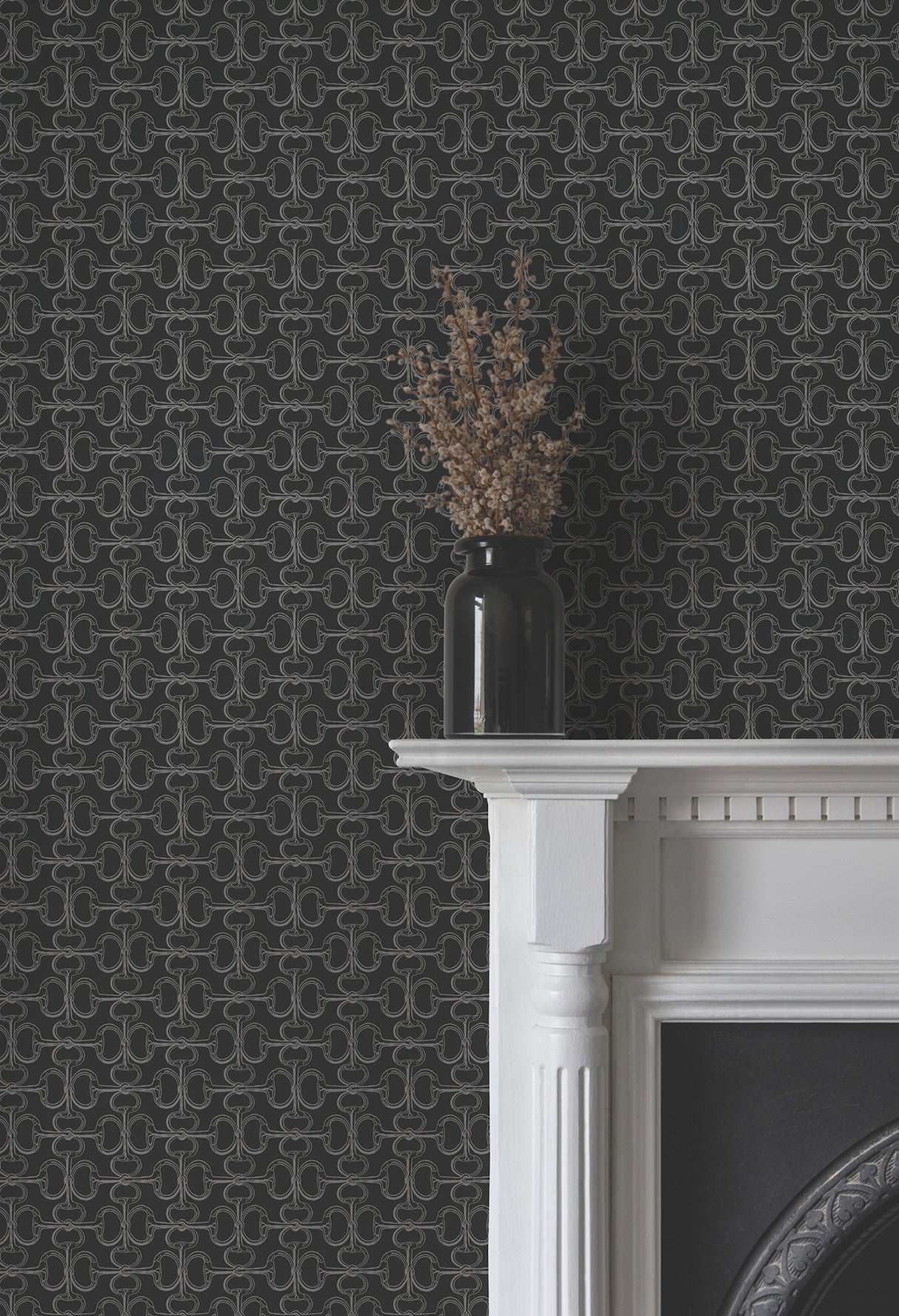 Polo Black by Ronald Redding Horse Bits Modern Geometric Metallic Equestrian Non Woven Wallpaper - York 4211-83510