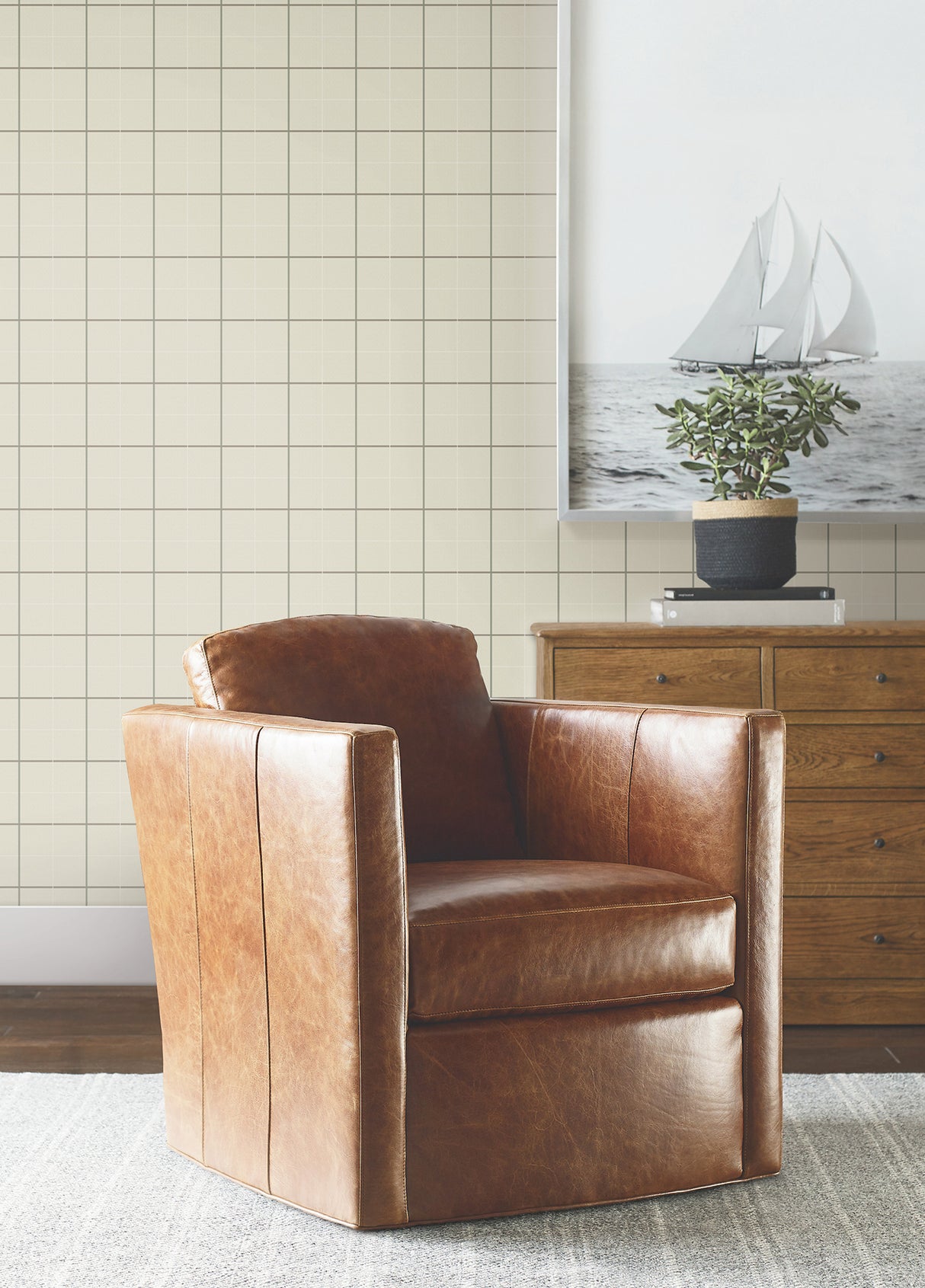 Tattersall Light Brown Plaid by Ronald Redding Designs Private Reserve Collection Non Woven Unpasted Masculine Residential Wallpaper - 4211-83518