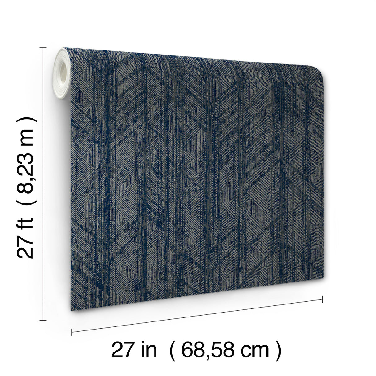 Winthrop Navy by Ronald Redding Private Reserve Modern Distressed Geometric Textured Non Woven Unpasted Wallpaper 4211-83523