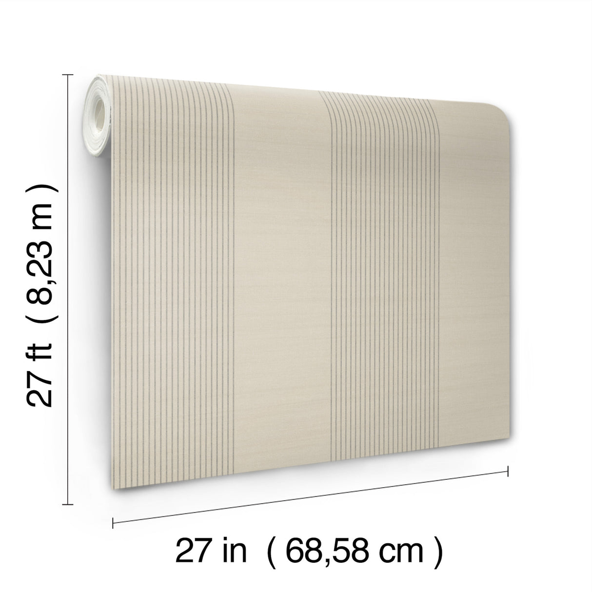 Archer Stripe Taupe Faux Linen by Ronald Redding Transitional Pinstripe Non Woven Unpasted Strippable Wallpaper Private Reserve 4211-83525