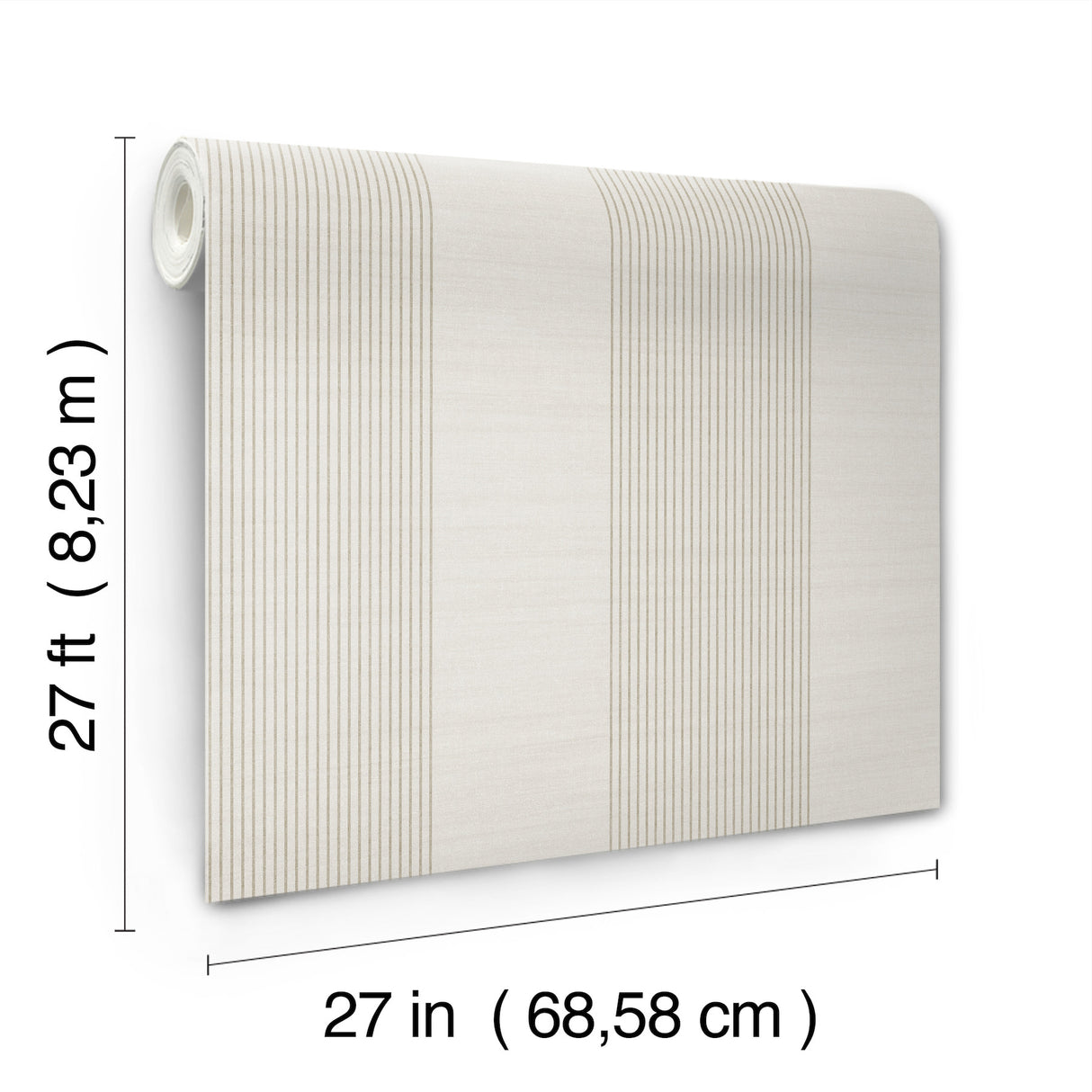 Archer Stripe Light Grey by Ronald Redding Elegant Faux Linen Pinstripe Transitional Unpasted Non Woven Wallpaper Private Reserve - 4211-83526