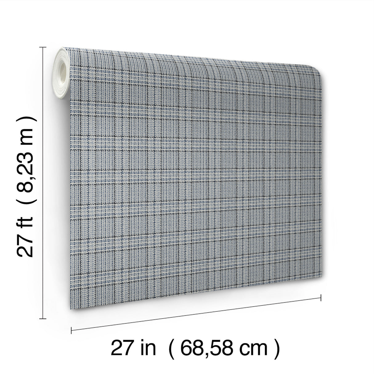 Harrington Plaid Blue Glen Check Textured Non Woven Unpasted Wallpaper by Ronald Redding Private Reserve Collection - 4211-83555
