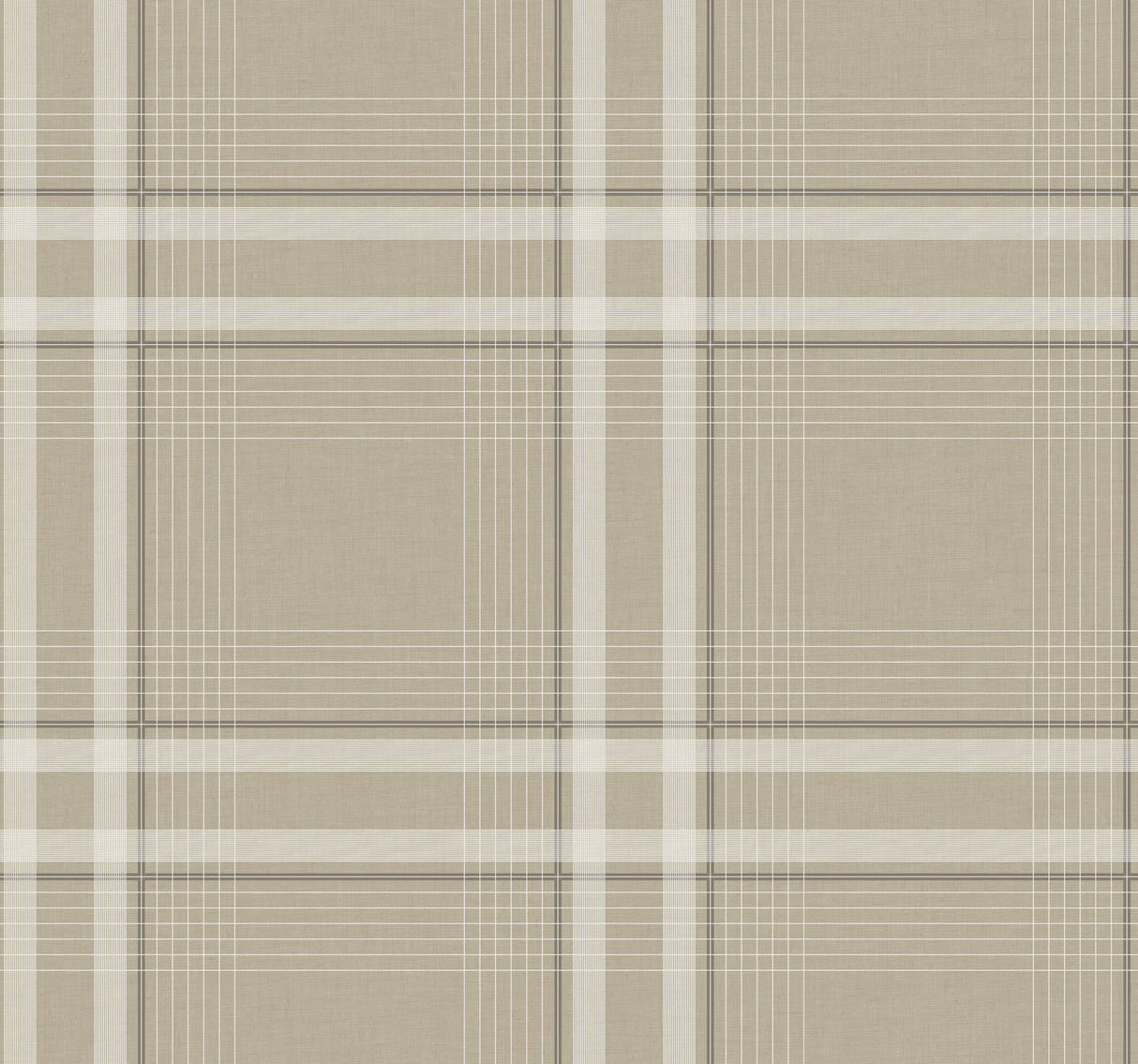 Country Club Plaid Taupe Faux Linen Wallpaper by Ronald Redding - 4211-83564