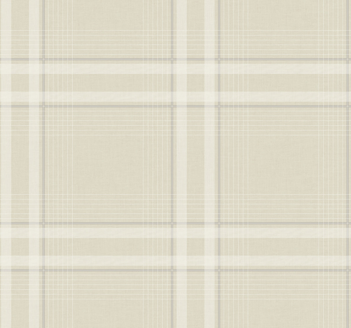 Country Club Plaid Beige Faux Linen Wallpaper by Ronald Redding - 4211-83566