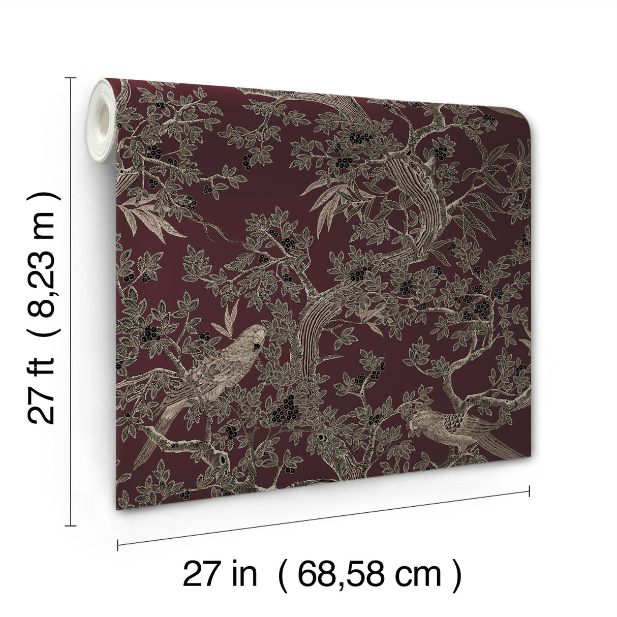 Regal Ridge Plum Trailing Tree Wallpaper by Ronald Redding, Botanical Non Woven Unpasted Feature Wall Sidewall, 27in x 27ft - 4211-83571