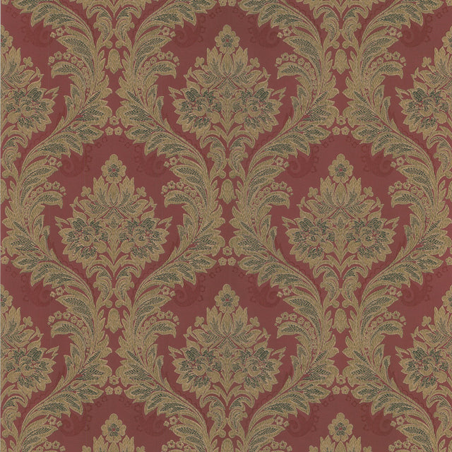 Damask Ogee Red Wallpaper with Traditional Damask Pattern - Lucky Day 430-7089