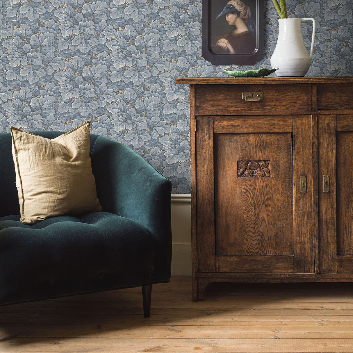 Waldemar Blue Botanical Wallpaper by Boråstapeter – Schumacher 4545