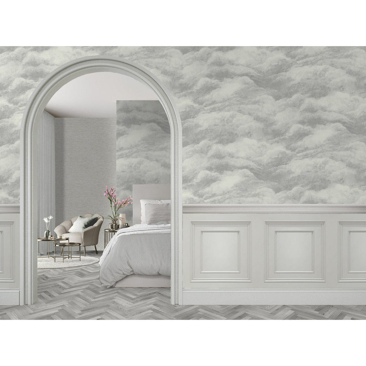 Nimbostratus Pewter by Belgravia Decor Cloud Wallpaper – Brewster Home Fashions BG5705