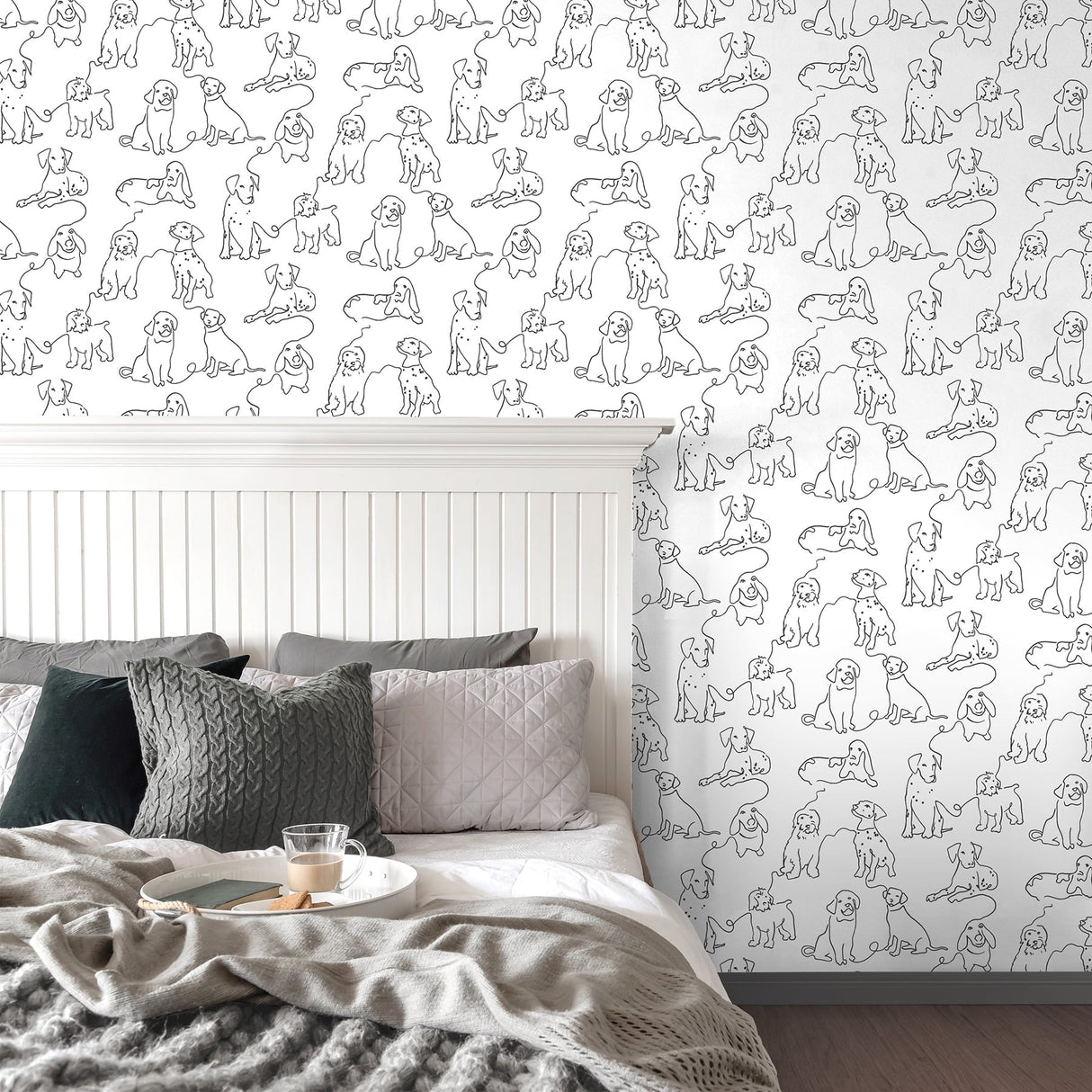 Ansel Black by Fine Decor Dog Sketches Wallpaper – Brewster Home Fashions FD43783
