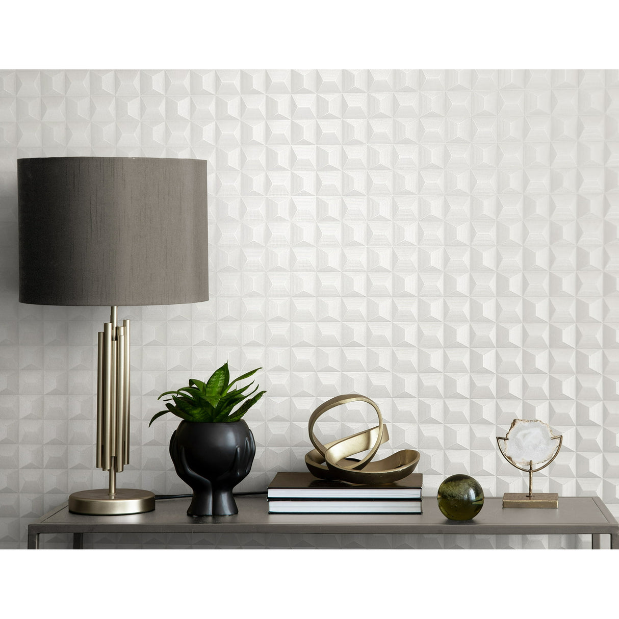 Romero White by Fine Decor 3D Geometric Wallpaper – Brewster Home Fashions M95683