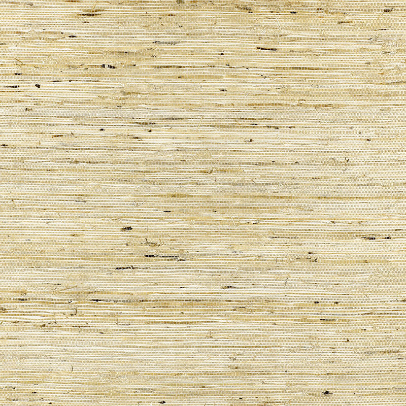 Close-up of Schumacher Sonota Arrowroot Oatmeal grasscloth wallcovering with natural woven texture
