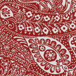 Red and white paisley print wallpaper with intricate floral and ornamental patterns