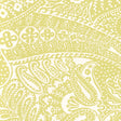 Spring paisley print wallpaper with intricate floral and paisley patterns in light green and white by Schumacher.