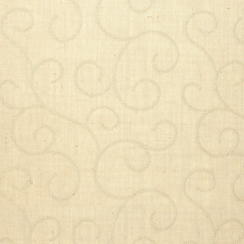 Oatmeal scroll pattern handcrafted wallpaper from Schumacher Atelier collection