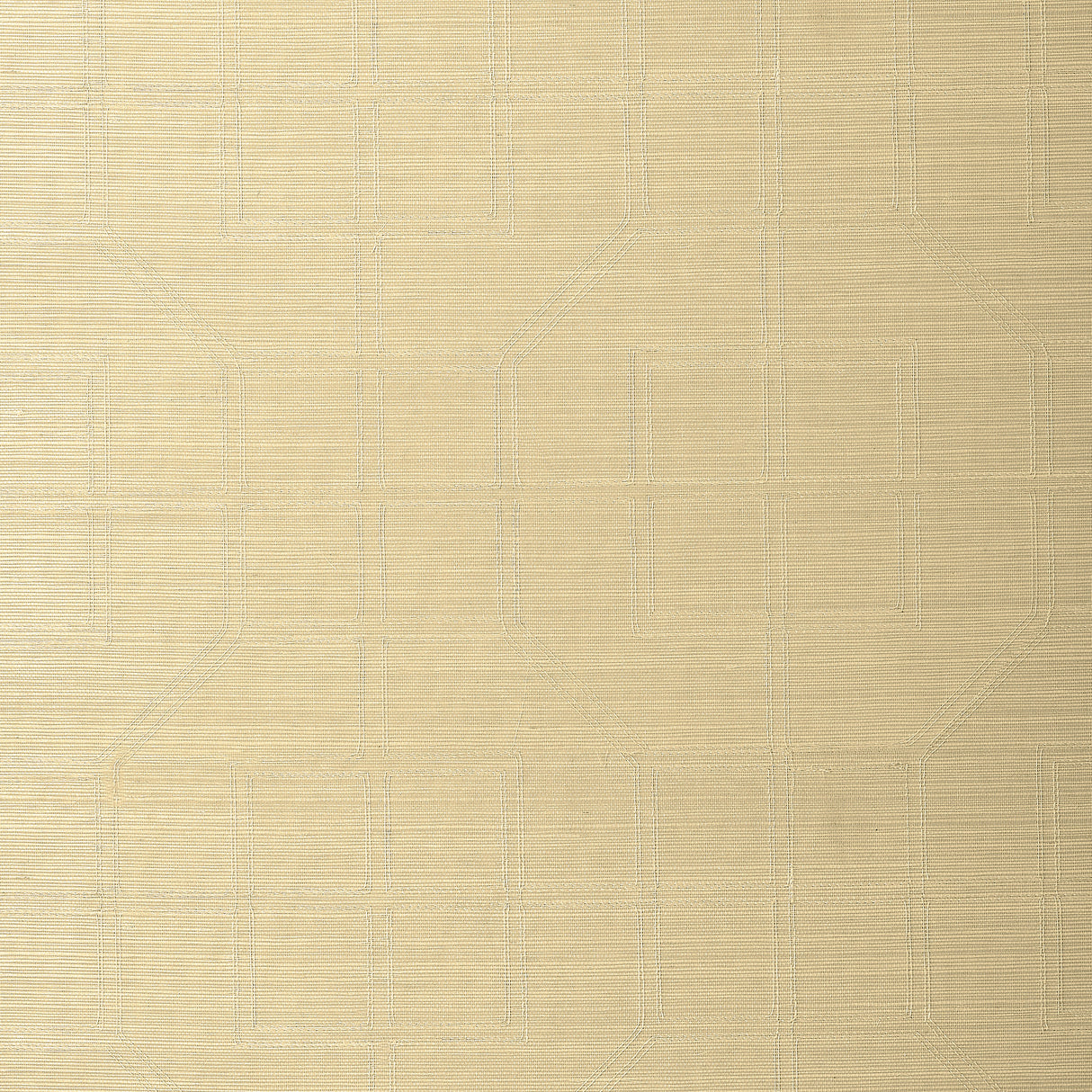 Linyi Embroidered Fret Sisal wallcovering in cream with a subtle embroidered geometric fret pattern and sisal texture.
