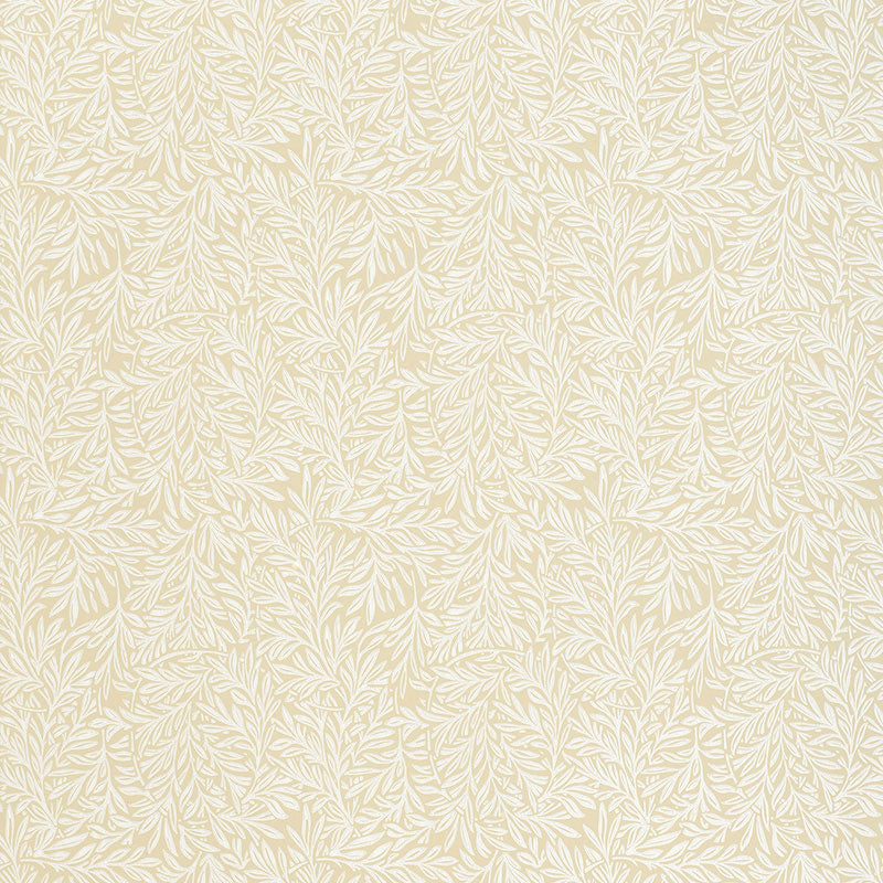 Willow Leaf wallpaper in sand colorway with intertwining botanical leaf pattern by Schumacher