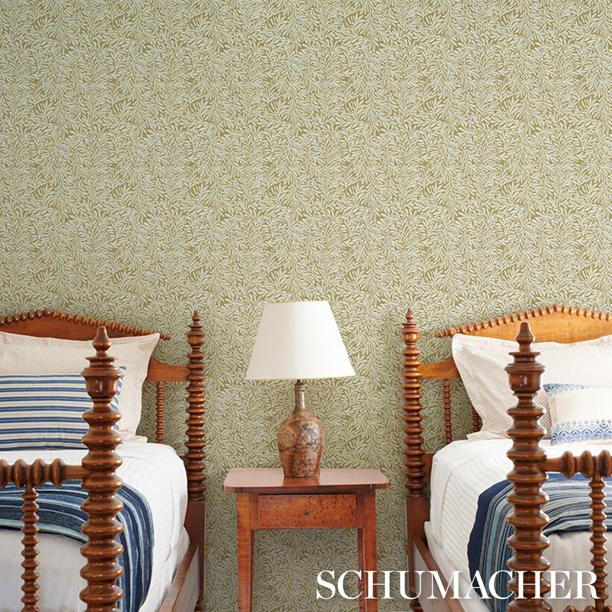 Willow Leaf Moss by Schumacher Botanical Wallpaper – Schumacher 5004137
