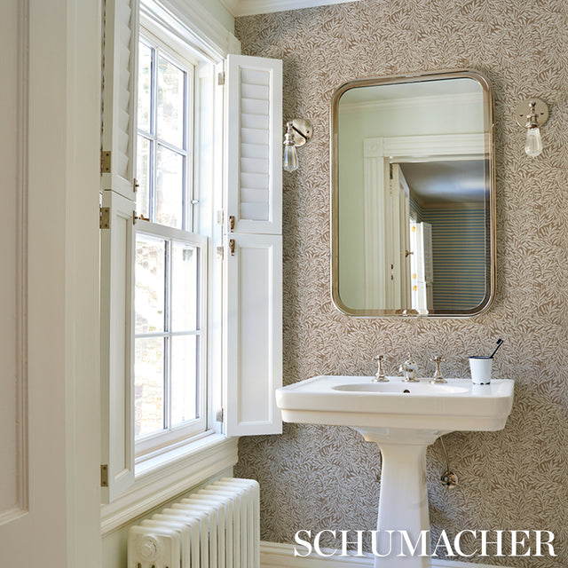 Willow Leaf Mocha by Schumacher Botanical Wallpaper – Schumacher 5004138
