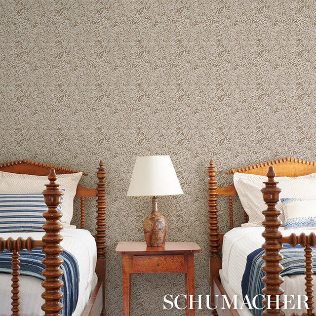 Willow Leaf Mocha by Schumacher Botanical Wallpaper – Schumacher 5004138