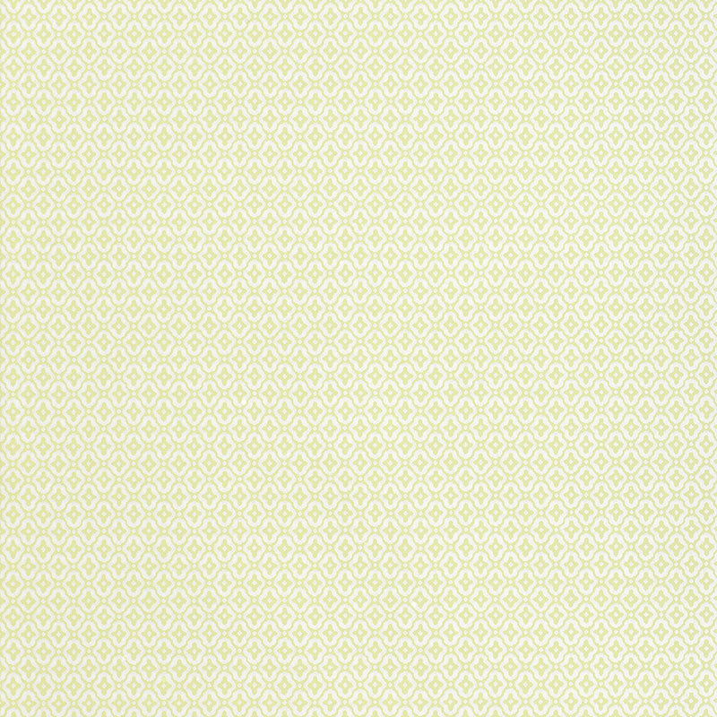Prescott Diamond wallpaper in Pear by Schumacher, featuring a small-scale ogee motif in a subtle green hue.